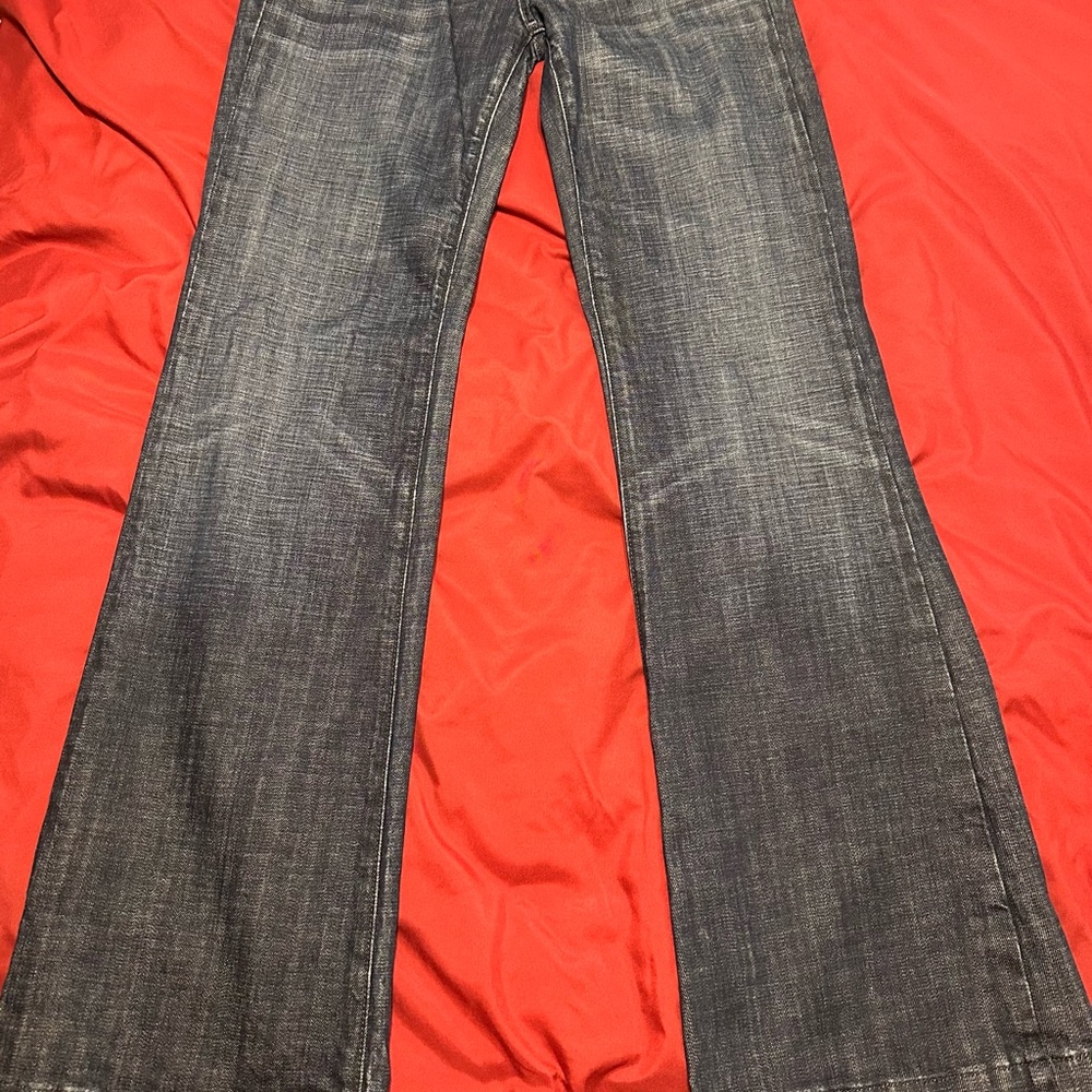 Miss Me Vintage Bell Bottom Dark Blue Jeans with Patterned Waistband - Picture 2 of 8